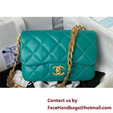 Chanel Lambskin & Gold-Tone Metal small flap bag green AS4231 2023